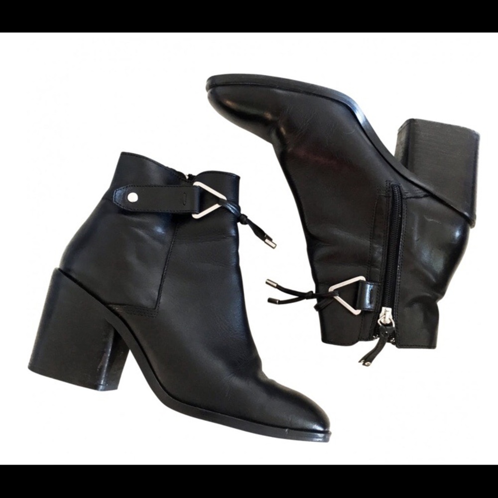 Black leather ankle boots